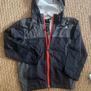 The North Face Black & Gray Rain Shell w/ Red Zipper youth XS